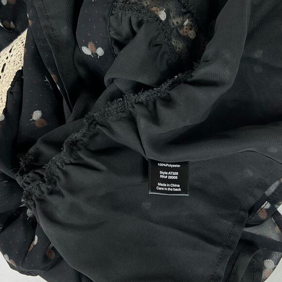 Line & Dot Ruffled Chiffon Peplum Top Size Small - Picture 6 of 6